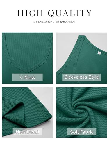 GKBK Womens Sleeveless Tank Top Form Fitting Spaghetti Strap V Neck Ribbed Knit Workout Lounge Basic Slim Fitted Crop Summer 2025 Cami Layering Casual Shirts Dark Green S — view 6