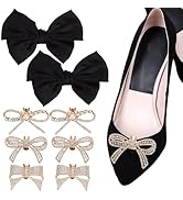 HOBBIESAY 8Pcs Bow Shoe Clips - 4 Styles Rhinestone Buckle, Black Satin Clips, Fashion Bridal Wed...