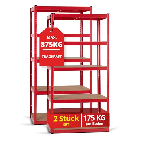 Stagecaptain Heavyrack HR-175 RD Ensemble de 2 Étagères Rangement - Charge Lourde à 5 étages de...