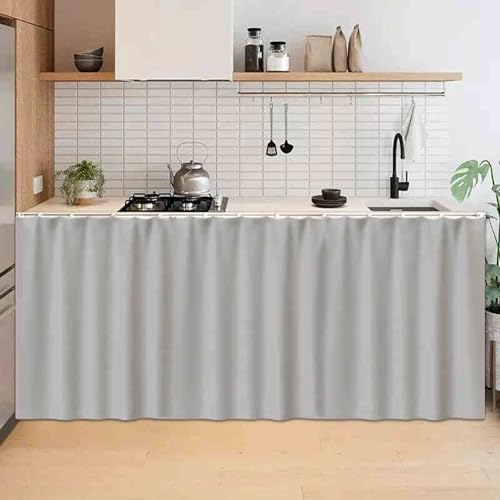 Rideaux d'armoires de cuisine anti-poussière gris pour étagères et placard