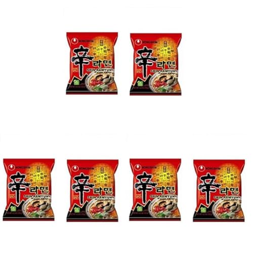 Image of Nongshim Shin Ramyun Instant Noodles 120 Gm (Pack Of 6) Vegetarian,Spicy,Regular
