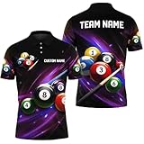 GABITA Personalized Billiard Balls 3D Polo Shirts Multicolor, Custom Billiards Jerseys, Billiards Pool Shirt for Men and Women, 8 Ball Pools Jerseys, 3D Pool Shirts for Team Player New 2