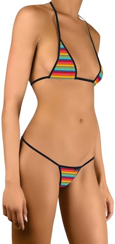Sohimary 244 Mujer Mini String Tanga Bikini Rayado XS S M 34 36 38 40 Multicolor