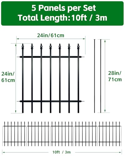 ARIFARO Dekorative Metall Gartenzaun 61cm hoch x 61cm breit 5 Pack, Tier Barriere für Hund Haustier, Grenze Gartenzaun für Outdoor Patio Rasen Hof Blumenbeet