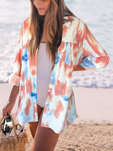 Image of Breezy Lane Beach Cover Up for Women Button Down Shirt Swimsuit Coverup Bathing Suit Cover Ups for Swimwear Vacation