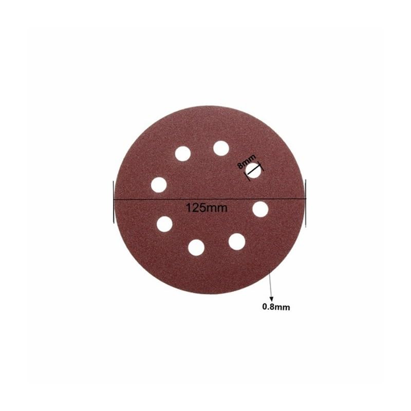 100 sztuk 5 Cal 125mm okrągły papier ścierny osiem otworów szlifierka tarcze Hook Loop papier ścierny nakładka polerska 40-180 Grit materiały ścierne narzędzia