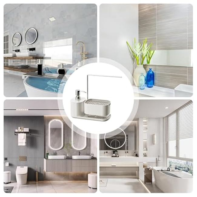 Kitchen Caddy Organizer - Multi-Purpose Sink Storage Rack, Bathroom Soap and Sponge Holder | Dispenser Bottle Stand, Space-Saving Organizer for Kitchen Counter, Shower and Cleaning