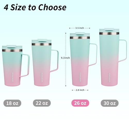 Image of BJPKPK 26oz Insulated Tumbler with Handle, Lid & Straw, Stainless Steel