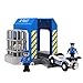 HANQIANN Police Station Playset Toy,Building City Police Scenes Train Set Compatible with All Wooden Train Tracks,Educational Train Accessory Toys for Boys and Kids (Assembly Required)