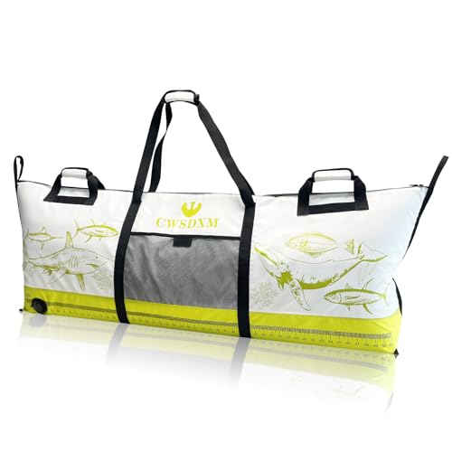 Bolsa aislante para pescado CWSDXM, 60'' impermeable con válvula de drenaje y cierre resistente, bolsa para pesca en barco, kayak y mar abierto, mantiene fresco hasta 48 horas