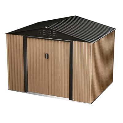 CuisinSmart Storage Large Metal Storage Shed, 8 x 6 FT Outdoor Storage Shed, Metal Garden Tool Shed with Roof, Door & Lock, Waterproof and Anti-UV, for Patio Garden Yard, Brown