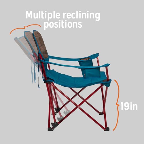 Image of Kelty Deluxe Lounge Chair - Folding Outdoor Camp Chair, Insulated Cupholders, Customized Recline, Steel Frame, Padded Roll Storage, 2024 (Deep Lake)