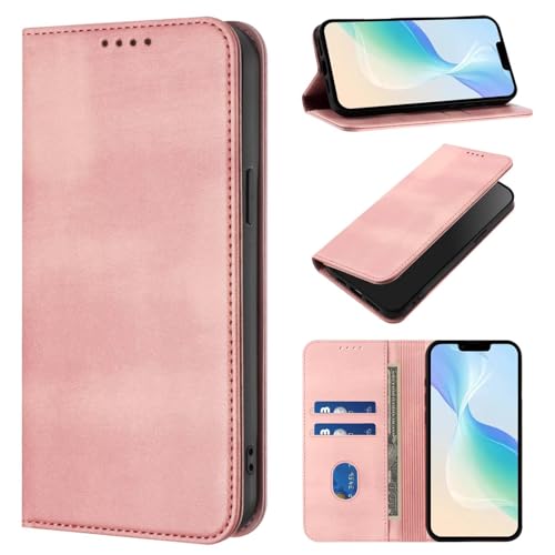 Image of FERLAN Holsters Case for Samsung Galaxy A21s Phone Case, Leather Wallet Case, Flip Case with Card Holder and Magnetic Buckle, Leather Book Case, Pink