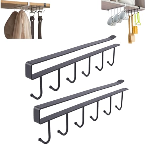 Ganchos Tazas Cocina Cuelga Tazas Cafe Percha Tazas con 4 Tornillos Adhesivos,Soportes para Colgar Tazas Bufandas Cinturones Ataduras,Colgador Utensilios Cocina (blanco, 2 PCS)