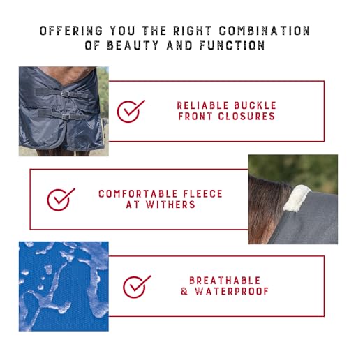 Weaver Equine 1200D Economy Turnout Blanket for Horses, Insulated Waterproof Horse Blanket with Wither Fleece, Protective Equestrian Gear - Image 5