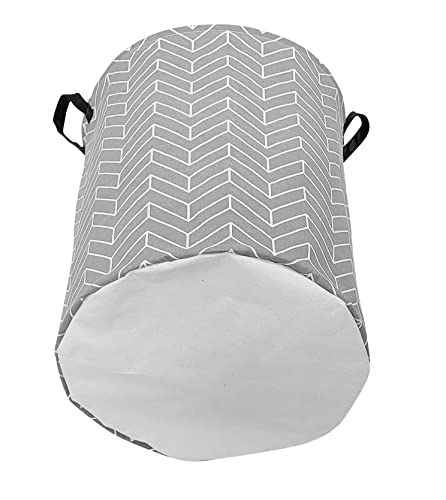 Image of 19.6 Inches Large Laundry Basket Waterproof Round Cotton Linen Collapsible Storage bin with Handles for Hamper Kids Room,Toy Storage(Geometric)