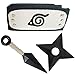 Produktbild Etitulaire Konoha Naruto Stirnband Metall Leaf Village Kunai Ninja Shuriken aus Kunststoff, Ninja Naruto Cosplay Set für Kakashi und andere Rollen (3 Stück Set)