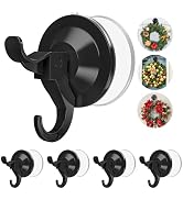 AENTGIU Wreath Door Hanger - 5 Pack Heavy Duty Window Black Vacuum Suction Cup Hooks with Adhesiv...