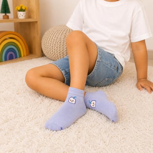 Image of THELA GAADI Printed Kids Socks | Ankle Length Pure Cotton Socks for Kids Boys and Girls | Breathable, Odourless, Cute | Pack of 5