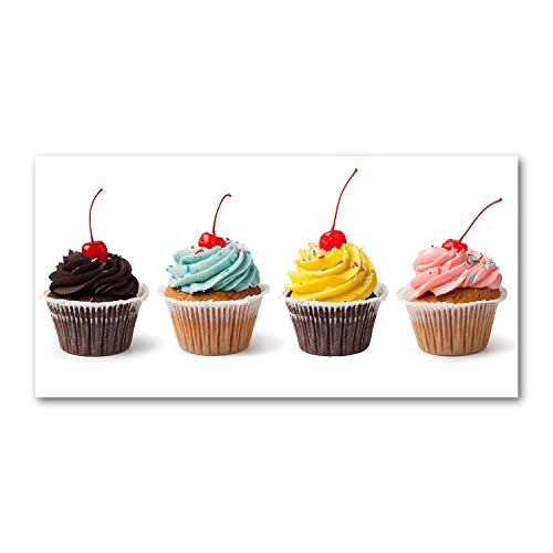Tableau sur verre 120x60 cm muffins multicolore pour cuisine