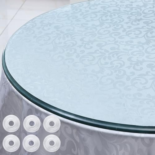 Tablero De Vidrio Transparente Grueso, Tablero De Vidrio Redondo: Aspecto Templado, Exquisito Y Hermoso, For Mesa De Comedor, Oficina En Casa(90CM(35IN))