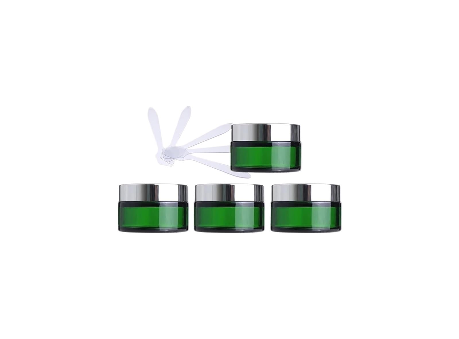dfEDRd Plastic Cosmetic Jar, 4 Pack 50ml Empty Face Cream Storage Containers + 4X Spatula(30ml)