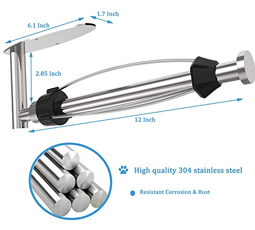 Image of Paper Towel Holder Under Cabinet Brushed Nickel Wall Mount Paper Towel Holders Under Counter Hanging Paper Towel Rack Self-Adhesive Or Drilled with Damping Stainless Steel for Kitchen Bathroom Rv