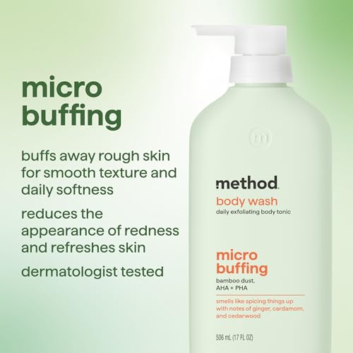 Image of Method Exfoliating Body Wash, Micro Buffing, 17 Fl Oz (Pack of 6)
