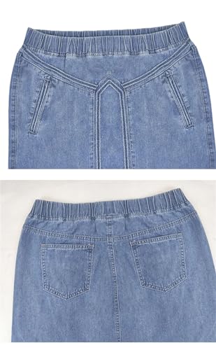 Women Loose Summer Boho Long Jean Skirt Solid Color A-LINE Denim Maxi Skirts4
