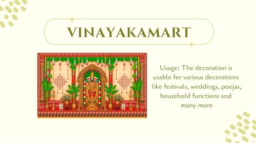 Image of Govinda Backdrop Traditional for Decoration | Lord Venkateswara Traditional South Indian Pooja Curtain Backdrop 5x8 Feet | varalakshmi Pooja Background Decoration Cloth