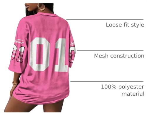 Image of RoseSeek Women's Jersey Shirts Number Graphic V Neck Football T Shirts Tops