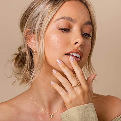 PAVOI 14K Gold Plated Cubic Zirconia Stackable Ring | Marquise Eternity Band For Women | Plated Gold Stacking Ring2