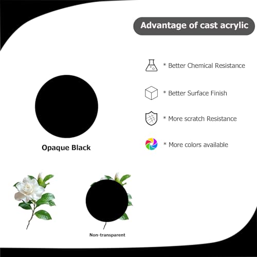 Image of 2 Pack Round Acrylic Sheet, 2.7~3mm Thick Acrylic Plastic Sheets Plexiglass Boards for Laser Cutting and DIY Craft Projects (Opaque Black, 6 Inch Diameter)