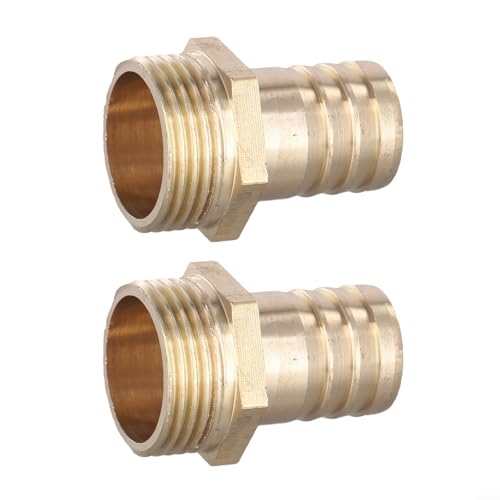 Honseadek - Honseadek Teichschlauch-Endstück aus massivem Messing, männlich für Bewässerung, Gewinde, Widerhaken für Gartengeräte, Adapter, Pool, Wasserleitung, 2 x mehrfach (2,5 cm männlich x 25 mm)