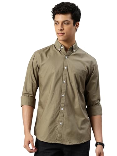 Image of Majestic Man Men's Solid Pure Cotton Casual Shirt - Slim Fit | Full Sleeves | Soft & Breathable Fabric