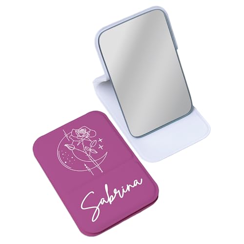 Personalized Birth Flower Month Travel Makeup Mirror for Women |