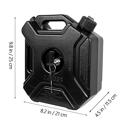 0.8 Gallon Black Gas Can With Lock & Key, 3L Fuel Oil Petrol Storage Cans Emergency Backup Tank With Mounting Bracket For Car Motorcycle Utv Suv Atv Off Road #TOP1