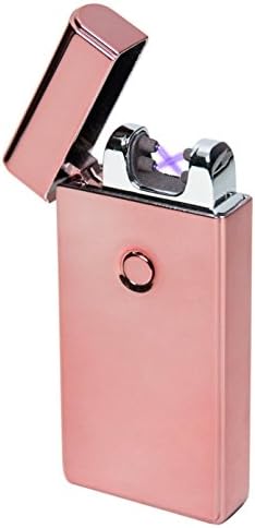 Electronic Lighter in Innovative Design, Dual Arc, USB Rechargeable Windproof, USB Cable Included, Elegant Gift Box (Pink)