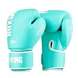 Boxhandschuhe, Trainingshandschuhe für Männer und Frauen, Kinder, Leder, Erwachsene, Kampfhandschuhe für Muay Thai, atmungsaktiv, grün, 6 oz