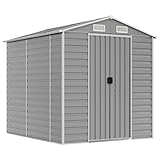 vidaXL Cobertizo de Jardín, Caseta con Almacenaje, Cobertizo para Herramientas, Caseta para Leña Muebles Equipos, Acero Galvanizado Gris Claro
