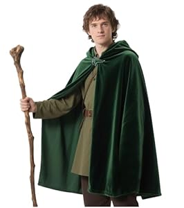 keland Umhang Hobbit herr der Ringe Kostüm mit LOTR Blattbrosche (Medium)