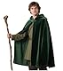 keland Umhang Hobbit herr der Ringe Kostüm mit LOTR Blattbrosche (Grün, Large)