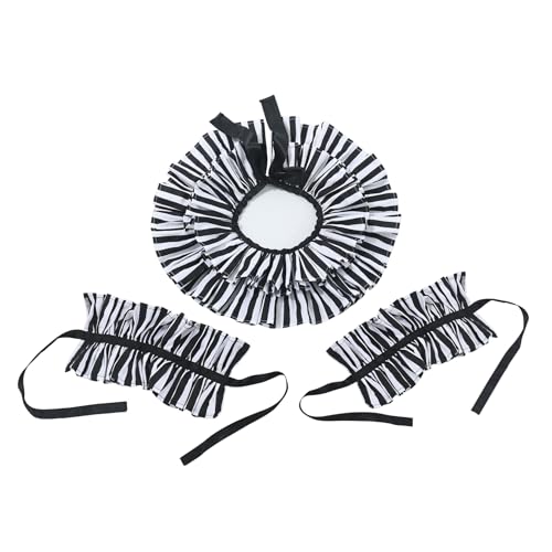 CAMDOM Vintage Clown Costume Collar and Cuffs Set Stripe Layered Ruffle Choker Necklace and Wristbands