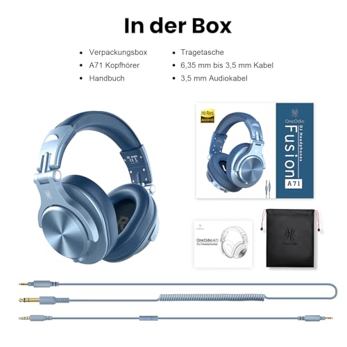 OneOdio Kopfhörer Over Ear, DJ Kopfhörer mit Kabel, Professionell Geschlossener Studio HiFi Kopfhörer mit Share Port für E-Drum Piano Gitarre AMP Recording Monitoring