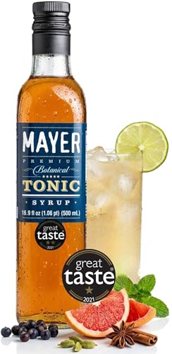 Image of Mayer Botanical Tonic Syrup ( Cordial ), Award-Winning, Real Quinine & Natural Botanicals, Vegan, Gluten Free, Perfect for Gin & Tonic, Cocktails, Sparkling Water - No Preservatives, Authentic Bitter Tonic Flavor ( 1 Pack )
