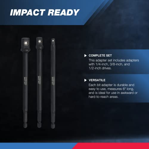 image for NEIKO 00228A Socket Adapter Extension Set | 3-Piece | 1/4, 3/8, 1/2-In