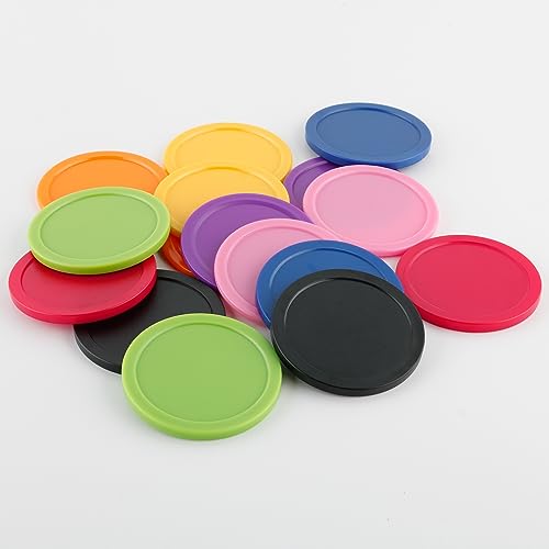 Bqspt 16 Pieces Air Hockey Pucks 2.5 Inch 64Mm Replacement Pucks Air Hockey Tables Pucks For Game Tables Equipment Accessories(8 Thick 8 Thin) (Red, Black, Blue, Green,Orange, Yellow, Purple, Pink) #TOP3
