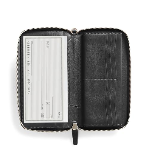 Leatherology Black Onyx Windsor Checkbook Wallet
