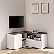 Symbiosis Eck-TV-Schrank Angle 90 x 90 x 45 cm, weißes Melamin und Zement, Weiß