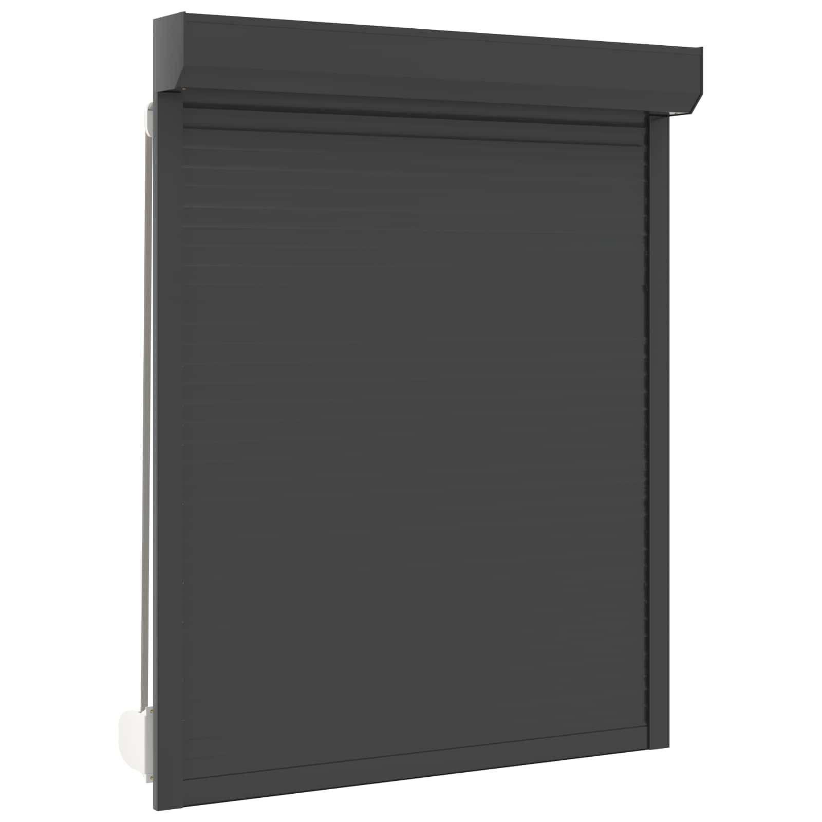 Store enrouleur 120 x 150 cm anthracite en aluminium et polyuréthane pour fenêtre, volet roulant manuel avec rails de guidage, brise-vue et protection contre la lumière